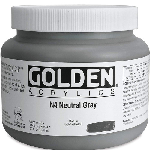 Heavy Body Acrylic - 946ml Jar - Neutral Grey N4 I