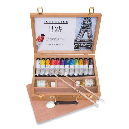 Sennelier Rive Gauche - WOODEN BOX SET 12 x 40ml + extras