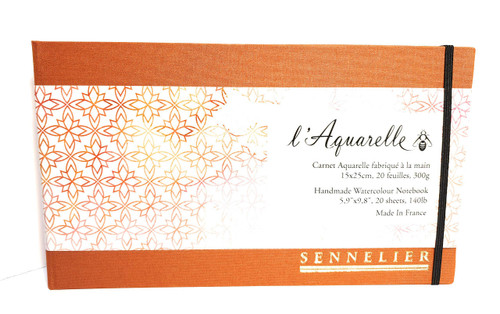 Sennelier Watercolourour Book 20 shts 300gsm - Cover ORANGE - 15 x 25 cm
