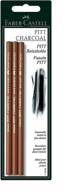 PITT Pressed Charcoal Pencils Blister of 3