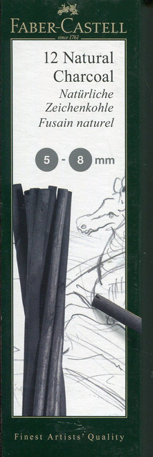 PITT Natural Charcoal Sticks Blistercard 5-8mm Dia - Pack 12