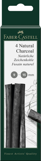 PITT Natural Charcoal Sticks Blistercard 9-15mm Dia - Pack 4