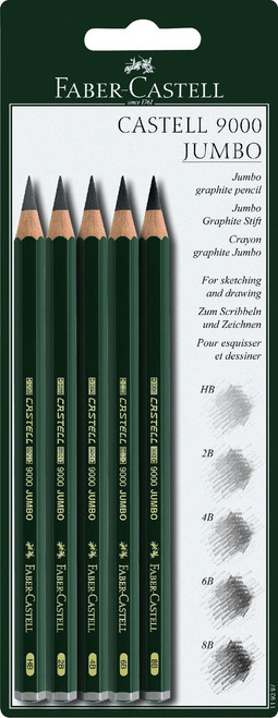 Castell 9000 Jumbo Pencil Assorted Blister of 5 (HB 2B 4B 6B 8B)