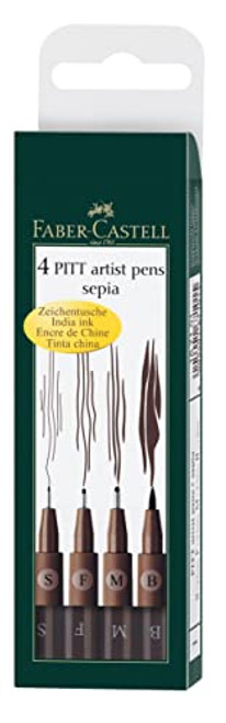 PITT Artist Pen Wallet of 4 Sepia