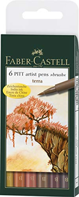 PITT Artist Pen Brush Wallet of 6 Terra