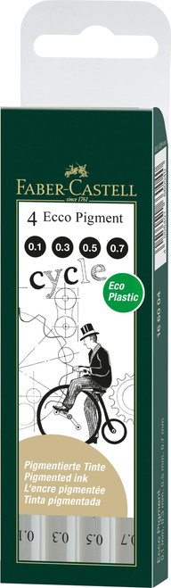 Ecco Pigment Fibre Tip Pen Wallets 4 Pens (0.1 0.3 0.5 & 0.7mm)
