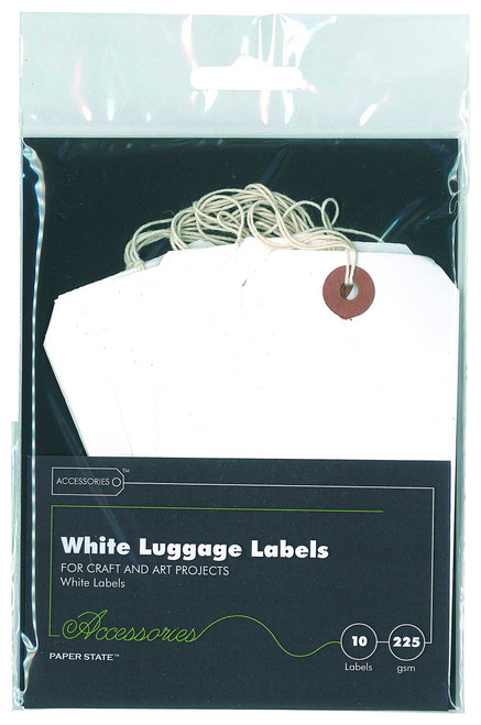 10 Luggage Labels - White