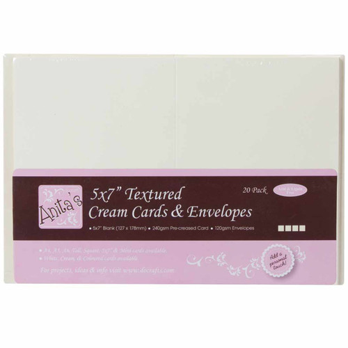 5 x 7 Cards/Envelopes Textured (20pk 240gsm) - Cream