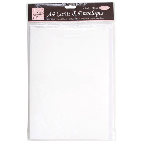 A4 Cards/Envelopes (4pk) - White