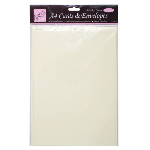 A4 Cards/Envelopes (4pk) - Cream