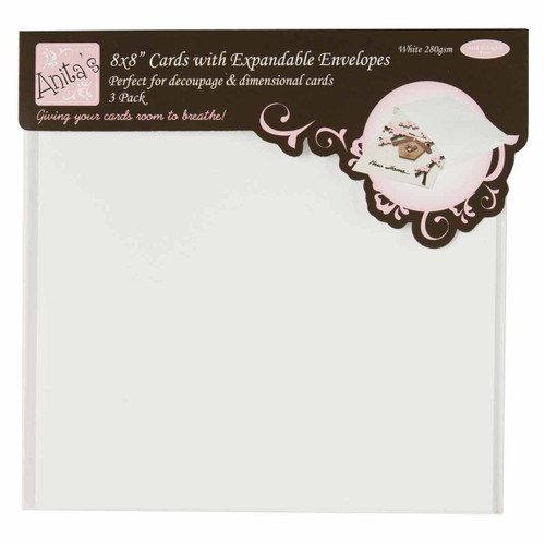 8 x 8 Cards/Expandable Envelopes (3pk 280gsm) - White