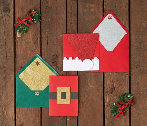 A6 Cards & Envelopes Textured (50pk 240gsm) - Red & Green