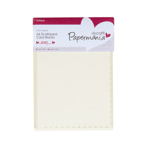 A6 Cards/Envelopes Scalloped (12pk 300gsm) - Cream