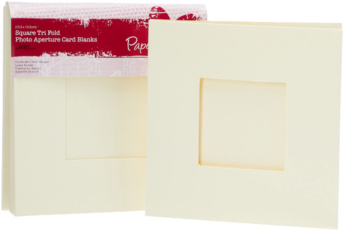 Square Aperture Cards/Envelopes Tri Fold Window (10pk 300gsm) - Cream