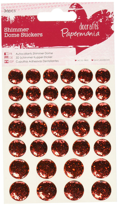Shimmer Dome Stickers (36pcs) - Red