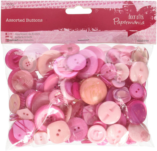 Assorted Buttons (250g) - Pink