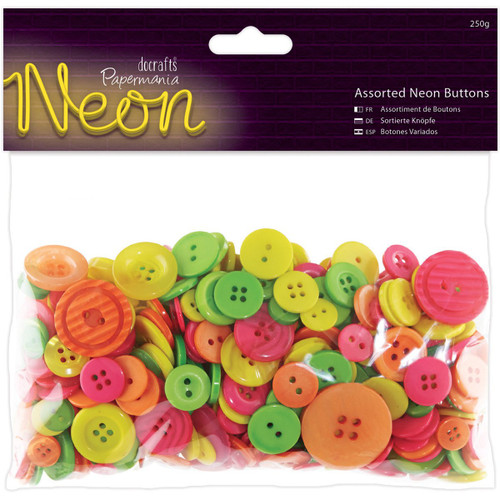 Assorted Buttons (250g) - Neon