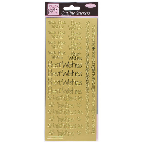 Outline Stickers - Regular Best Wishes - Gold