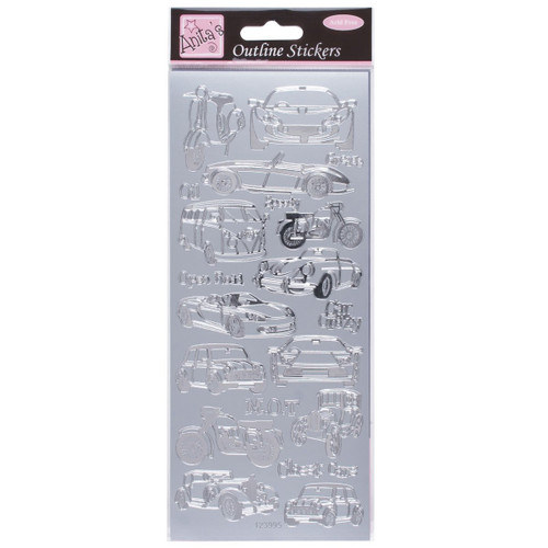 Outline Stickers - Car Collection - Silver
