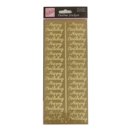 Outline Stickers - Birthday Repeated - Gold