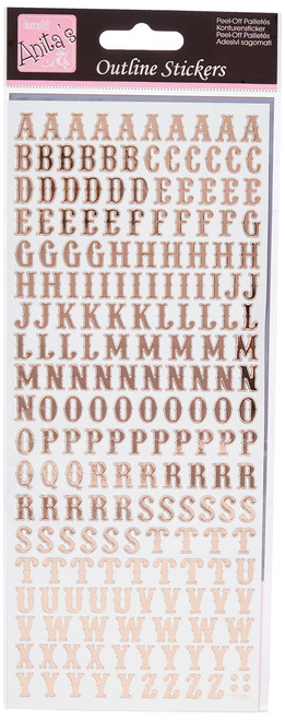 Outline Stickers - Traditional Alphabet - Rose Gold on White