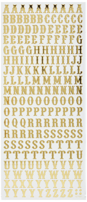 Outline Stickers - Traditonal Alphabet - Gold on White