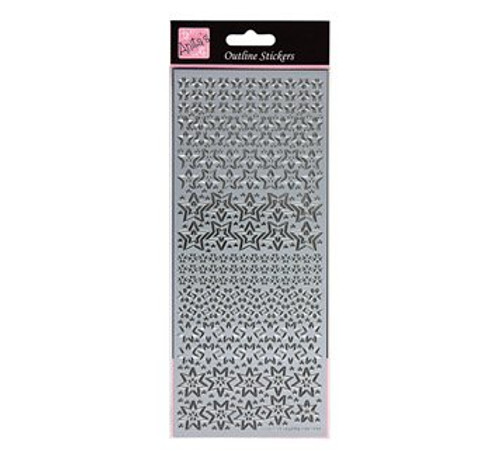 Outline Stickers - Sparkling Stars - Silver