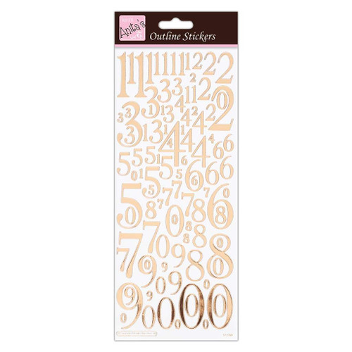 Outline Stickers - Mixed Numbers - Rose Gold On White