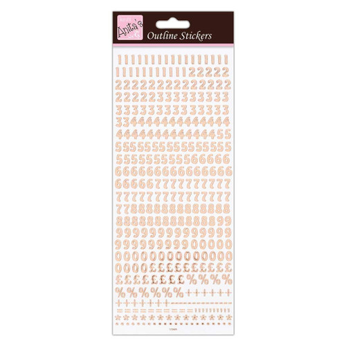 Outline Stickers - Small Numbers - Rose Gold On White-1651147396