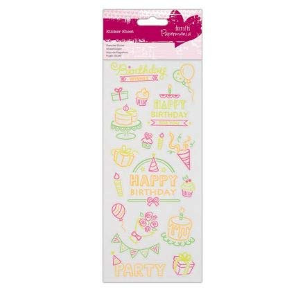 Neon Glitter Stickers - Birthday