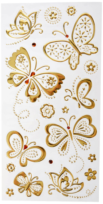 Gemstone Stickers - Butterflies - Gold