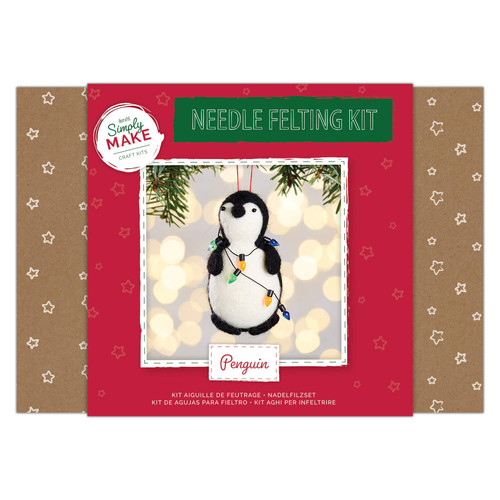 Needle Felting Kit - Simply Make - Penguin with Fairy Lights