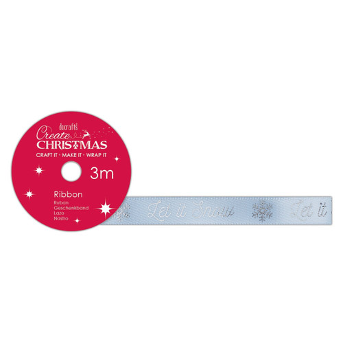 Satin Christmas Ribbon (3m) - Let It Snow - Create Christmas