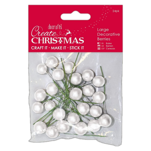 Large Decorative Berries (24pk) - Frosted White