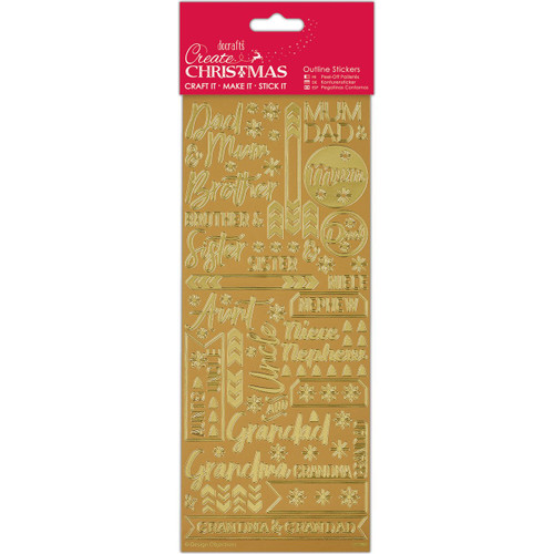 Outline Stickers - Contemporary Xmas Relations - Gold