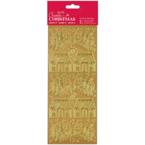 Outline Stickers - Gingerbread Houses - Gold