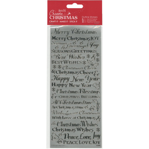 Outline Stickers - Traditional Xmas Sentiments - Silver