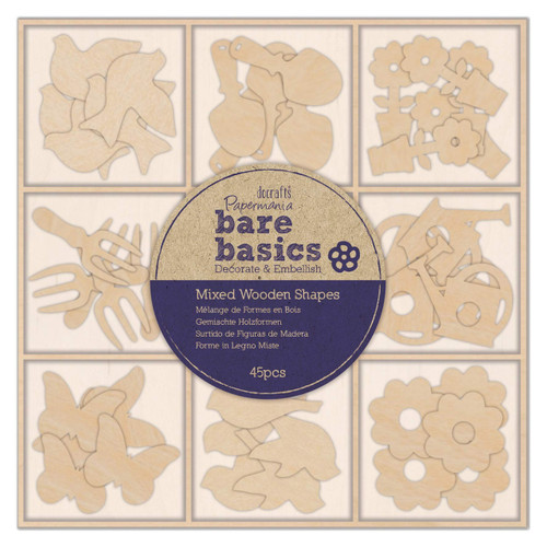 Mixed Wooden Shapes (45pcs) - Bare Basics - Spring Garden