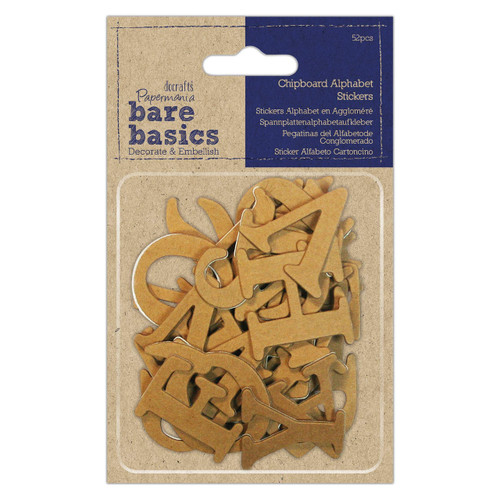 Chipboard Alphabet Stickers (52pcs) - Bare Basics