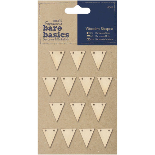 Wooden Adhesive Shapes (14pcs) - Mini Flags - Bare Basics