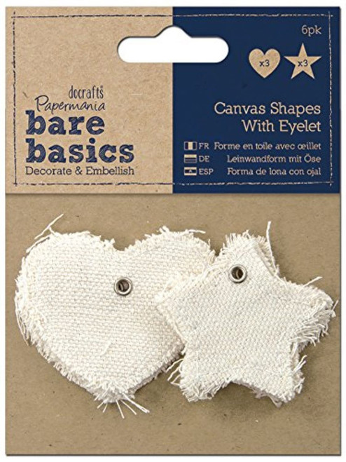 Canvas Shape with eyelet (6pk) - Star/Heart