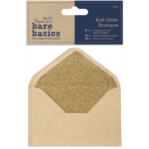 14 x 10cm Kraft Glitter Envelopes (4pcs)