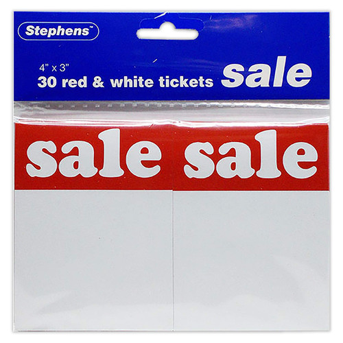 Red on White Sales Ticket 4 x 3 Pack 30