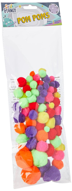 Pompoms (100pk) - Neon Assorted Colours