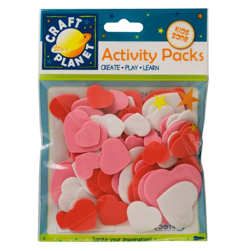 Crafty Foam (75pcs) - Hearts - Pink Red White