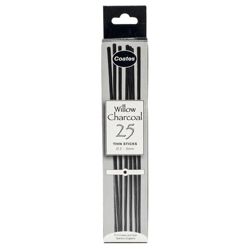 COATES WILLOW CHARCOAL - 25 THIN STICKS