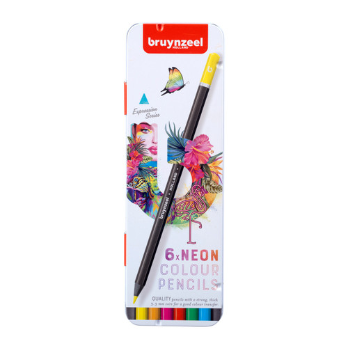 Bruynzeel Expression colour pencil tin | 6 neon shades