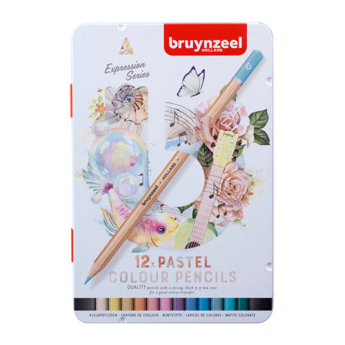 Bruynzeel Expression colour pencil tin | 12 pastel shades