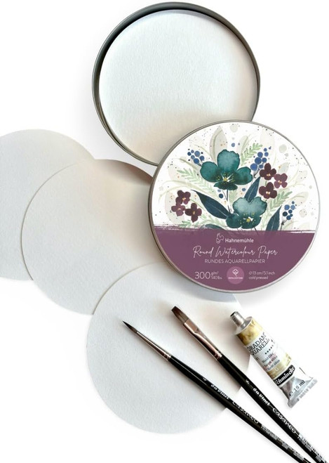 30 Sheets - Round Watercolor Paper - Cold Press in a Tin