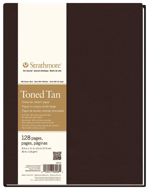 STRATHMORE 400 SERIES TONED TAN SKETCH HARDBOUND ART JOURNAL - 118G 8.5x11" 64SH
